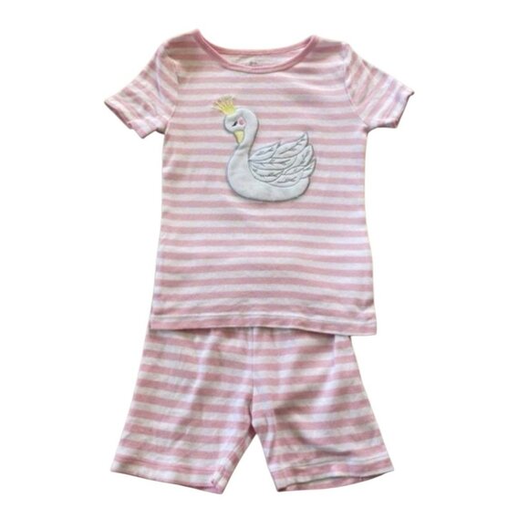 Members Mark Other - Girls Size 5T Pink Striped Swan Short Pajamas